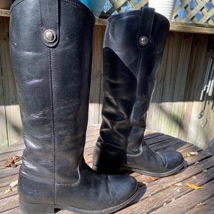 Frye Melissa Button Black Leather Boots